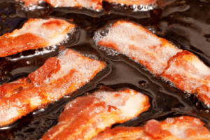 Multiple number of slices of bacon in fat